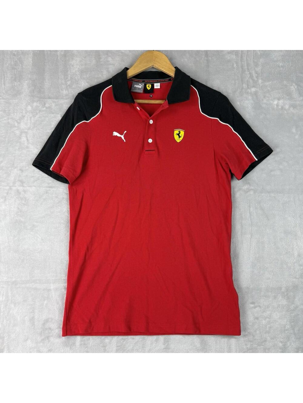 Puma Ferrari Scuderia Polo Shirt Red Black Men Small Motorsport Logo Preppy Auto - Picture 2 of 9
